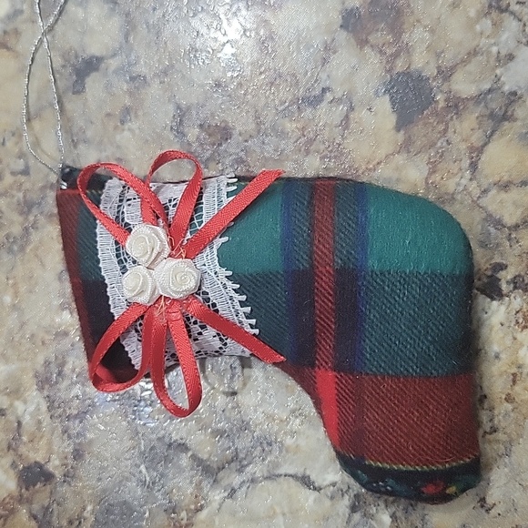 Miniature Christmas Stockings Ornaments.  Set of 3 plus 2 hand crocheted - Picture 2 of 6